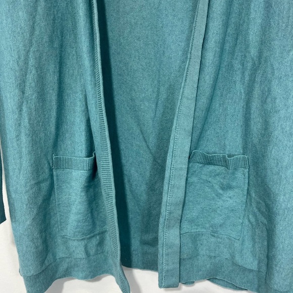 Nic + Zoe Active Open Front Cardigan Soft Teal Long Line Cotton Blend Size S/M - Picture 7 of 9